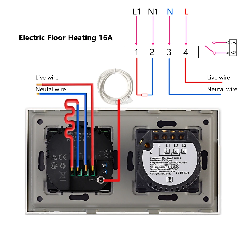 Bingoelec WiFi Smart Switch with Neutral Wire and Smart Wifi Thermostat for Water/Electric Heating Gas Bolier Tuya Smart Life