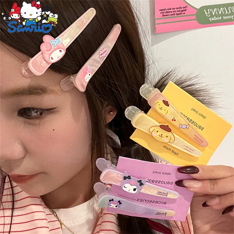 Sanrio Hair Clips Anime My Melody Kuromi Cinnamoroll Pochacco KT Hairpin Cartoon Artistic Fashions Accessories Gifts for Girls