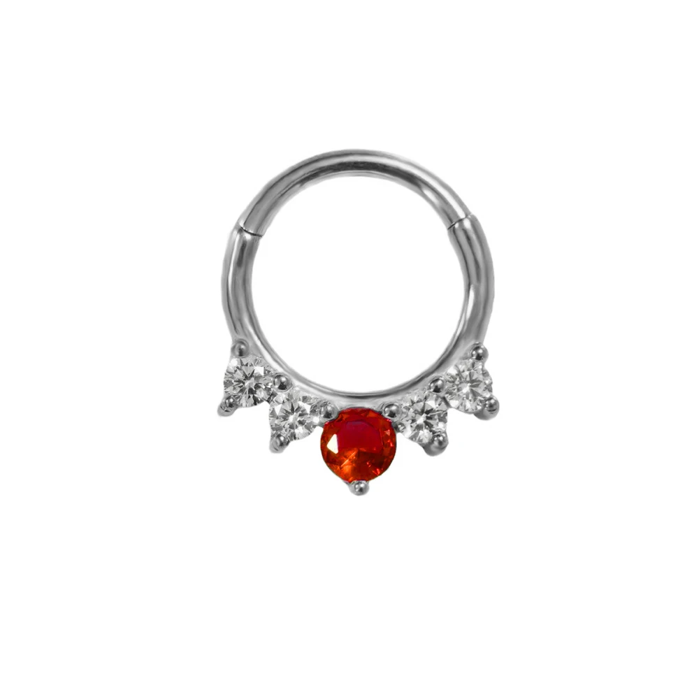 Zircon Clicker Daith Piercing Nose Ring, Surgical Steel