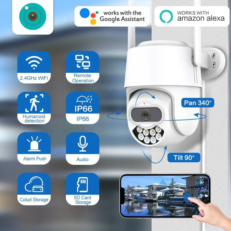 

4MP UHD iCsee APP Full Color Wireless PTZ IP Dome Camera AI Humanoid Detection Home Security CCTV Baby Monitor