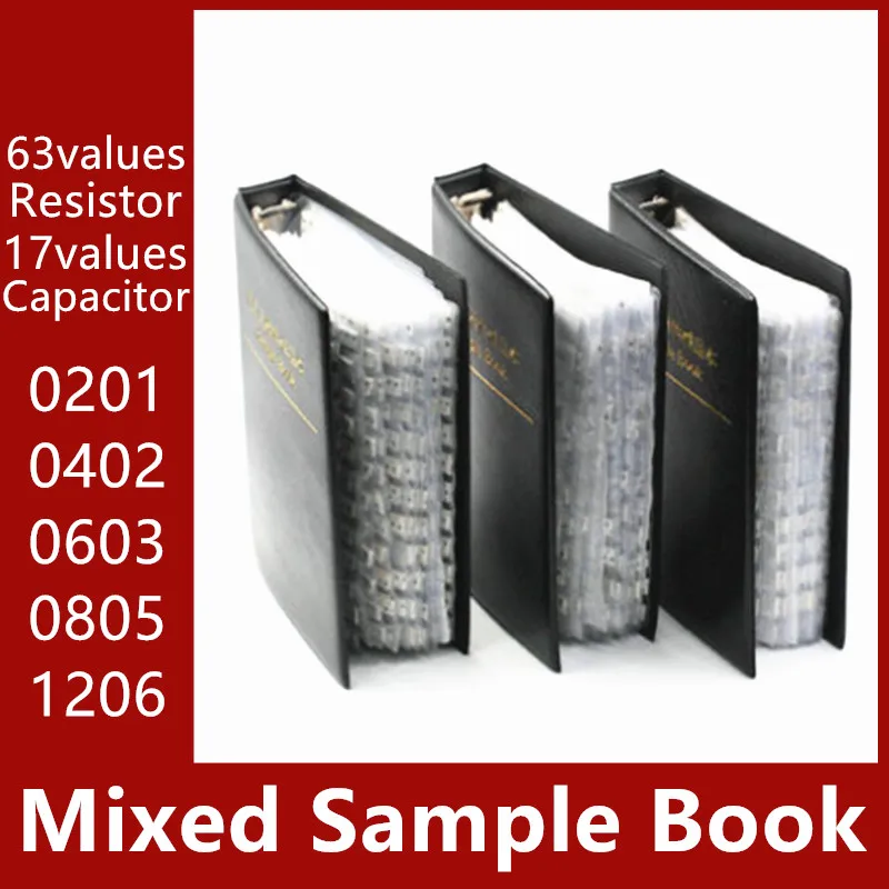 

63values Resistor 17values Capacitor Mixed Sample Book 1206 0805 0603 0402 0201 Capacitors Resistors Assortment Kit