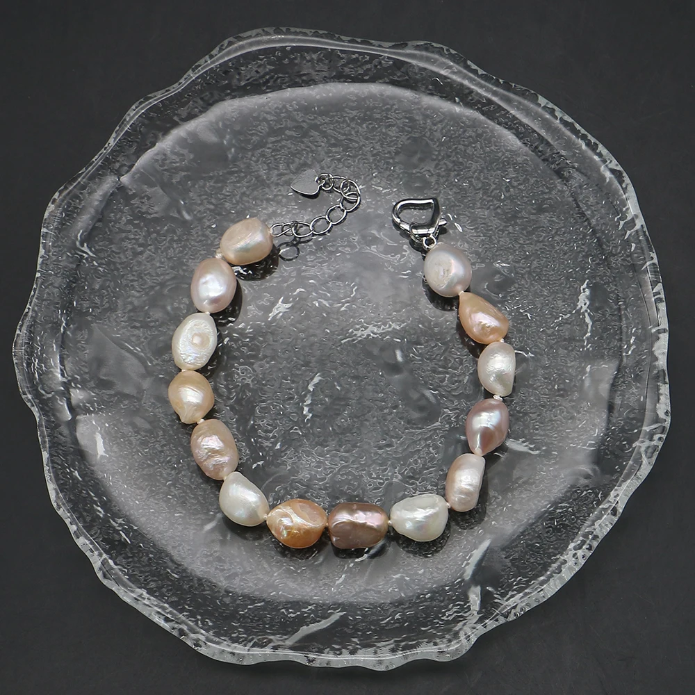 Natural Freshwater Baroque Pearl Bracelet Luxurious Niche Exquisite Pearl Bracelet Jewelry for Women with 17cm Extender Chain