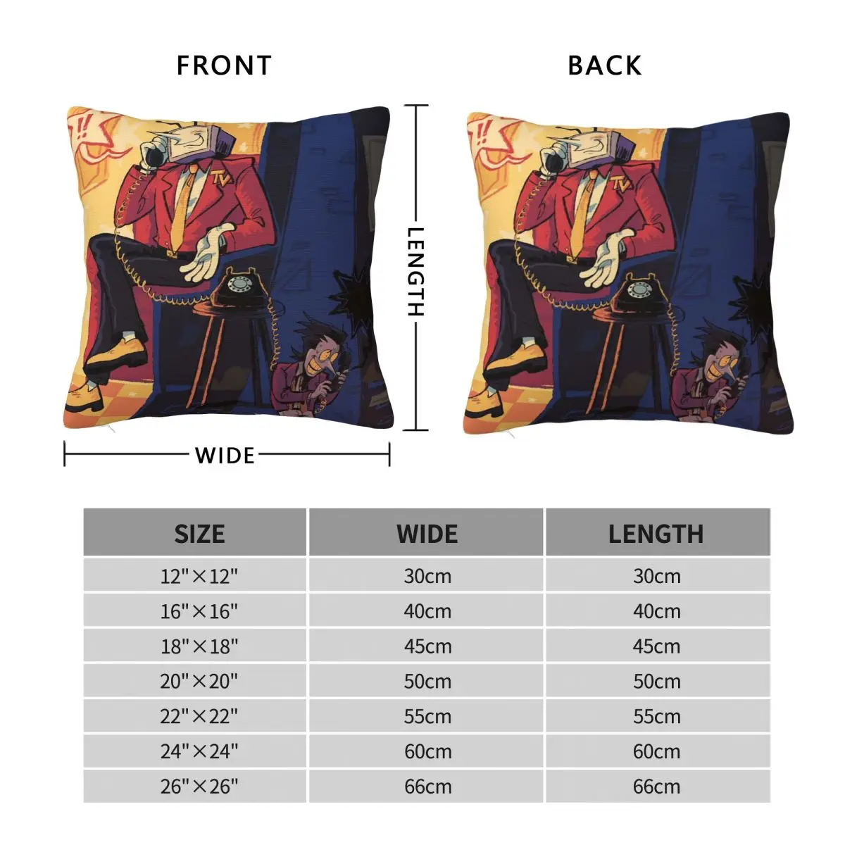 Tenna Deltarune Game Its TV Time Anime Square Pillowcase Cushion Cover Pillow Case Throw Pillow Cover for Home Sofa Living Room