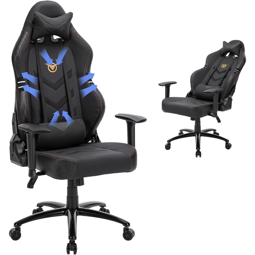 Big and Tall Gaming Chair 350lbs-Racing Style Computer Gamer Ergonomic Desk Office PC Chair with Wide Seat, Reclining Back