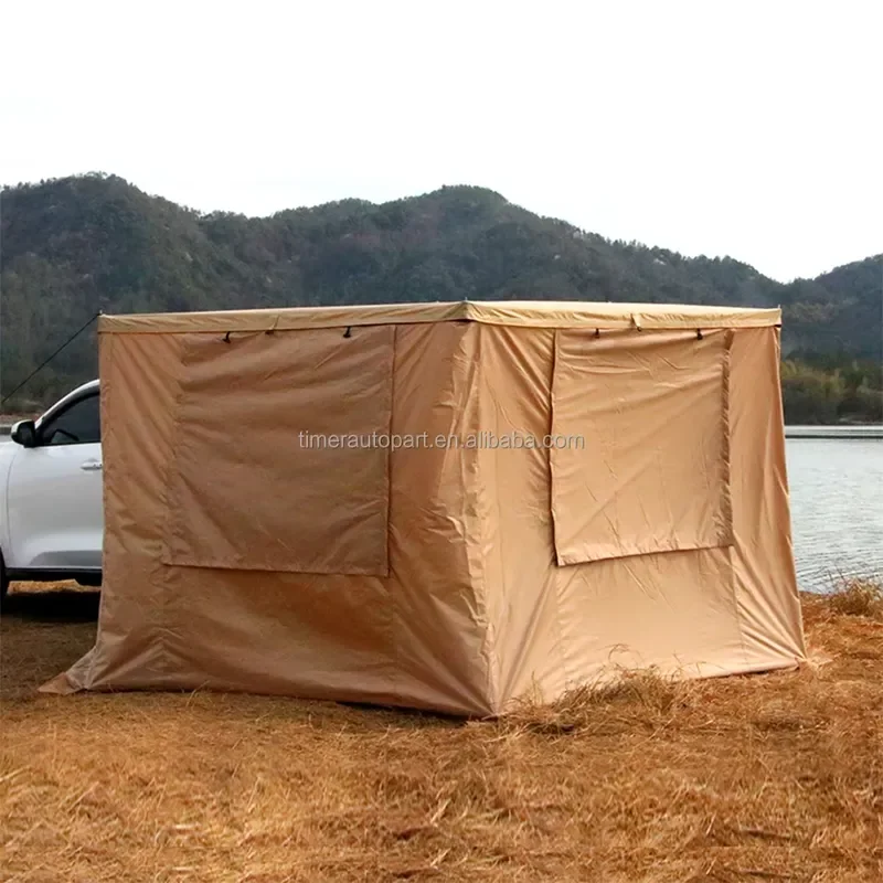 Car Camping Waterproof 2m Freestanding Retractable Roof Top Side Awning Tent 270 Degrees Folding Awning Tent with Side Walls