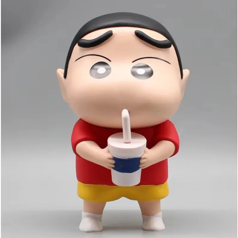 14.5cm Crayon Shin-chan Action Figure Drink Milk Tea Crayon Shin-chan Cute kawaii Model Ornaments Desktop Display Toy Collection