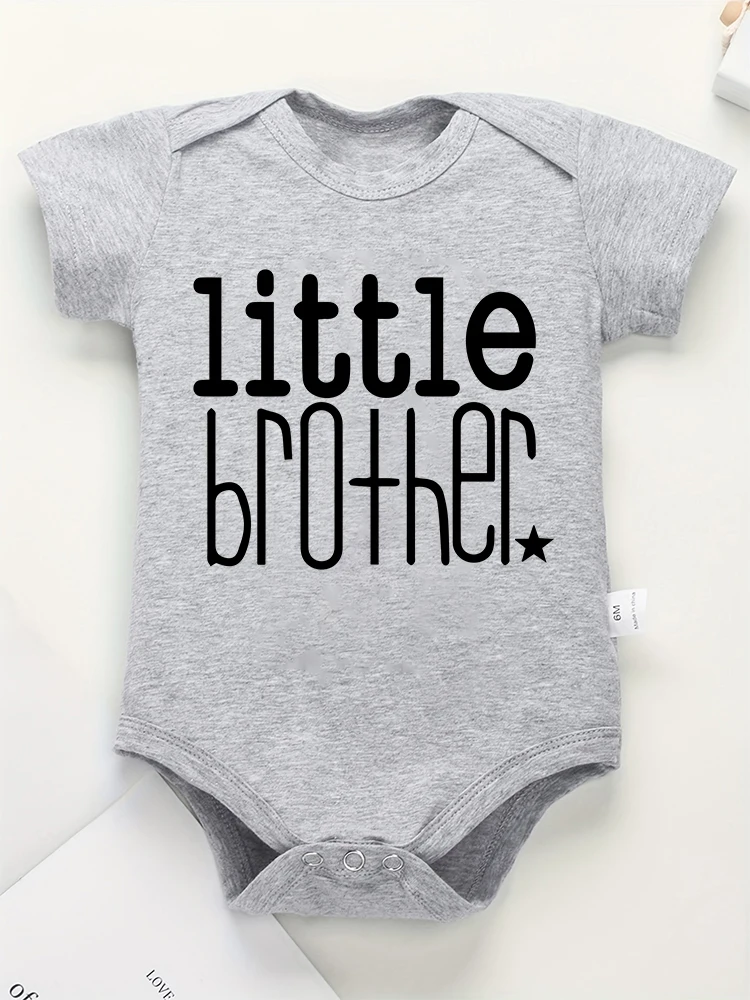 Little Brother Baby Boy Clothes Simple Harajuku Casual Onesie Cotton Home Casual Comfortable Newborn Bodysuit Pajamas Cheap