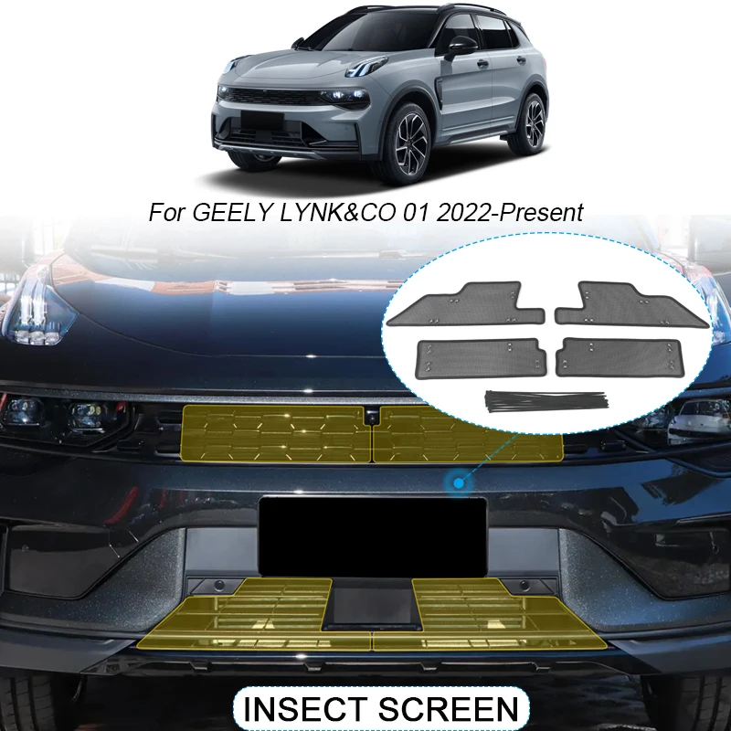 4pcs Car Insect-proof Air Inlet Protection Cover Insert Vent Racing Grill Filter Net Accessory For GEELY LYNK&CO 01 2022-2025