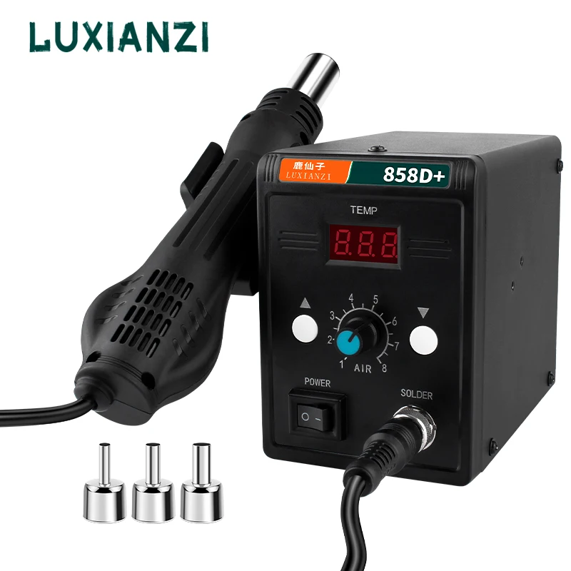 

LUXIANZI Hot Air Gun 858D+ BGA Rework Solder Station Digital Display Soldering Heat Gun 220V For PCB IC Welding Repair Station