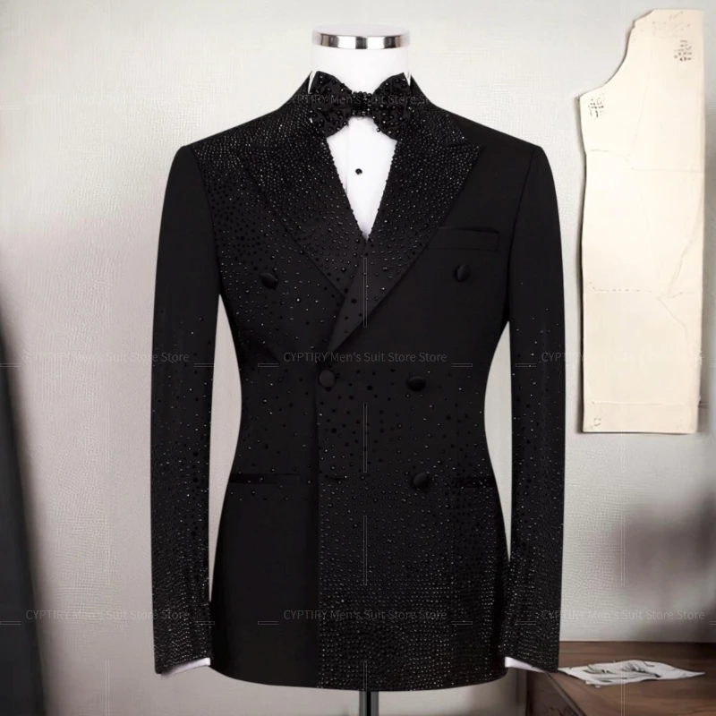 

Black Tuxedo For Men, Double Breasted Custom Design Tuxedo, Wedding Groom Suit, Party Men Wear, Prom Men's Suit