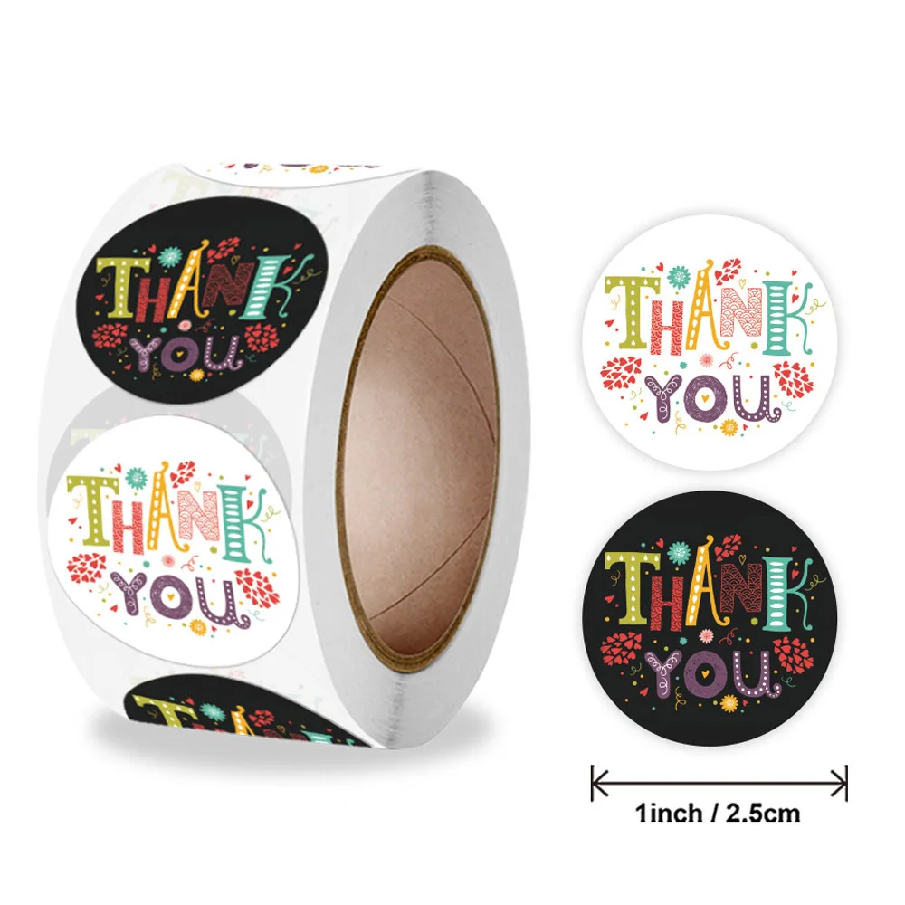 50-500pcs Thank You Stickers Round Gift Seal Label Sticker Diary Stationery Stickers For Wedding Party Decor Handmade Sticker