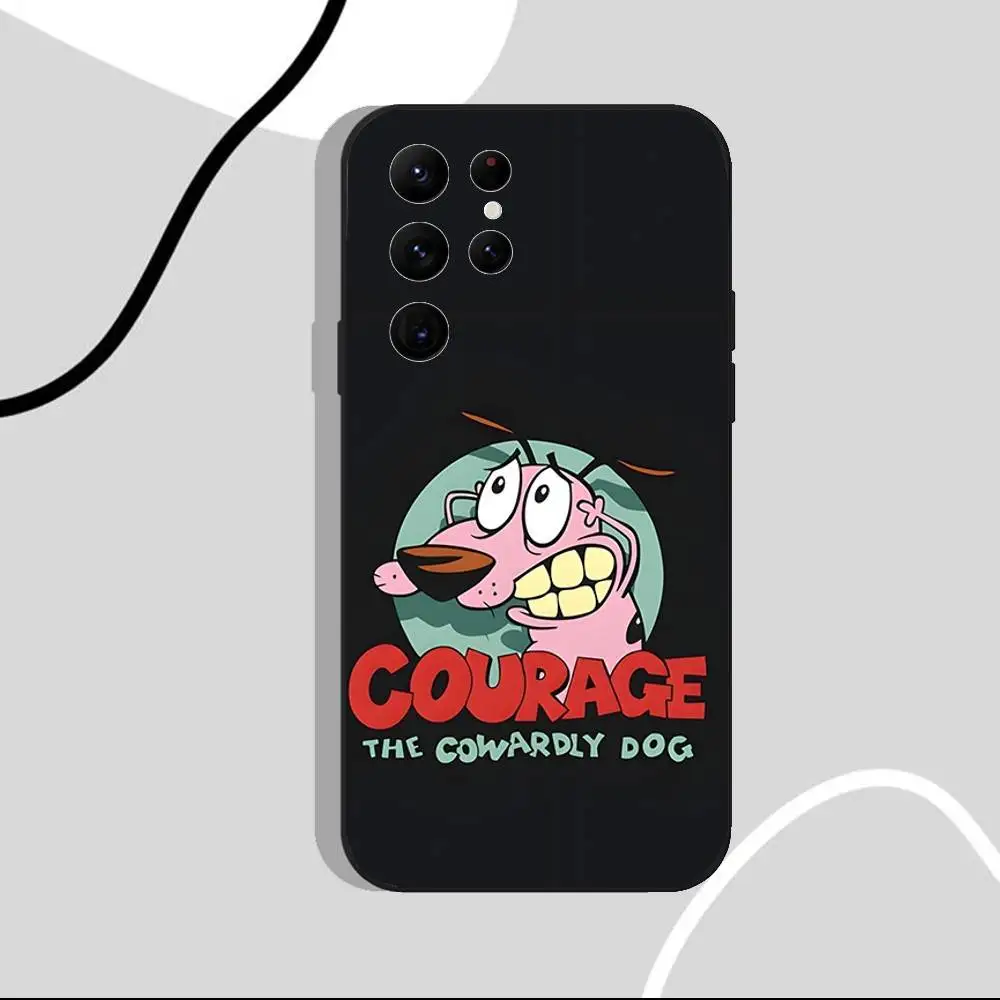 Courage The C-CowardlyS Dog Phone Case For Samsung S25,S24 Ultra,S20,S30 plus,S22 Plus,S23,Ultra 5G Silicone Black Shell