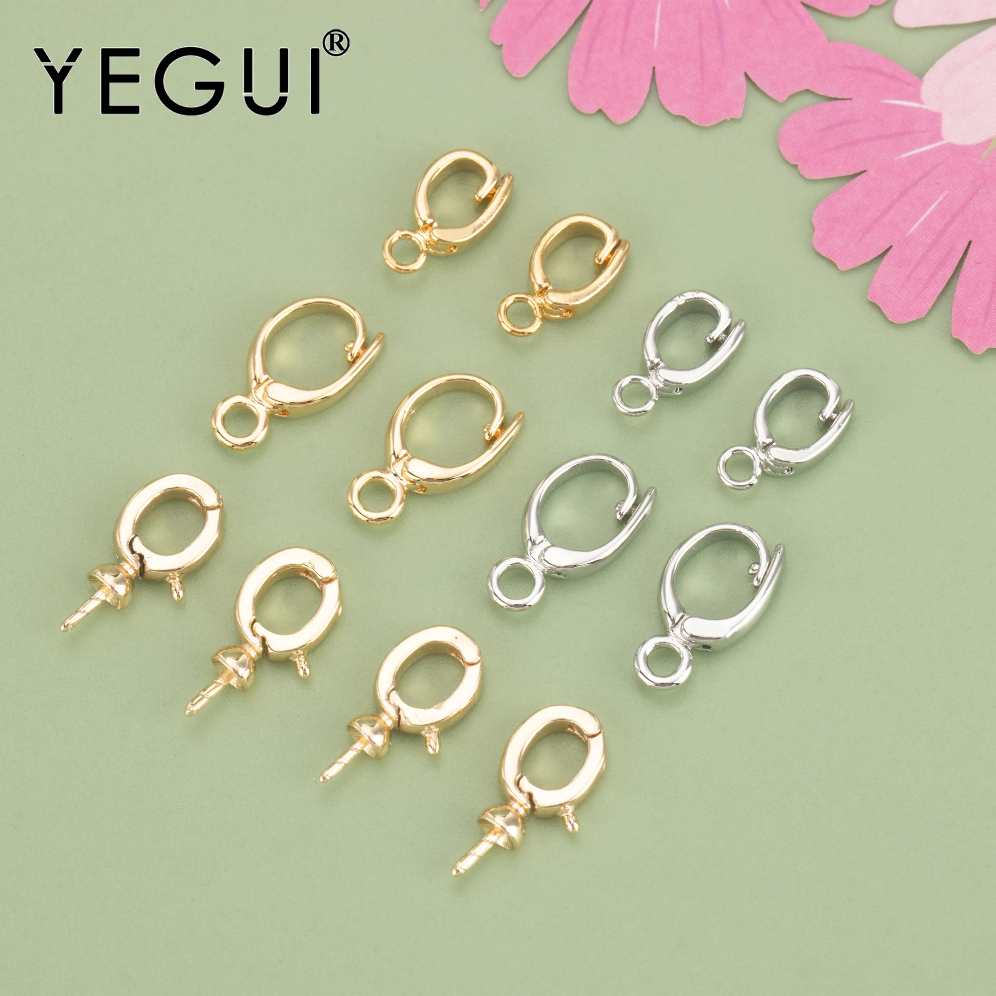 

YEGUI M1087,jewelry accessories,connector,18k gold plated,copper,rhodium plated,jewelry making,hooks for necklace,10pcs/lot