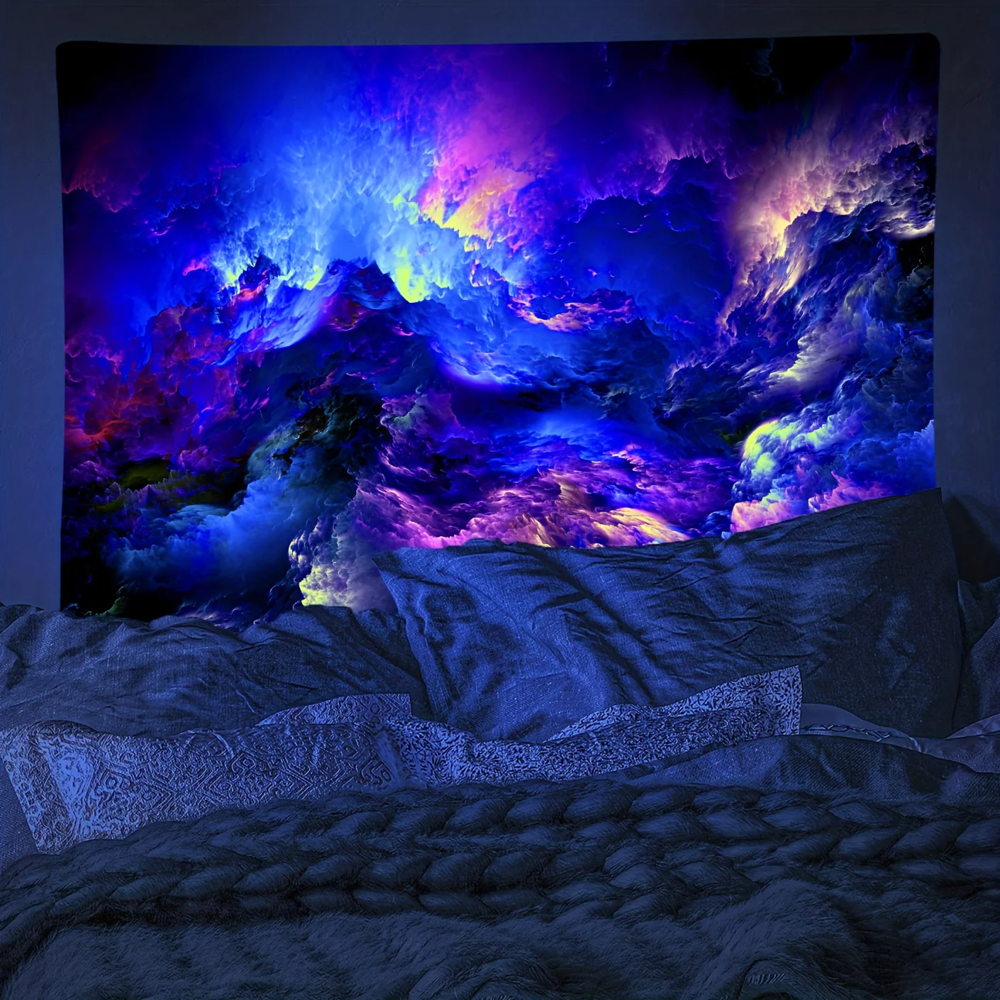 VIKAMA Verträumter Farbverlauf Wolke Meer Wandteppich Sternenhimmel Zimmer Kopfteil Hintergrund Instagram-Stil Wohnzimmer Kunst Zimmer Dekor
