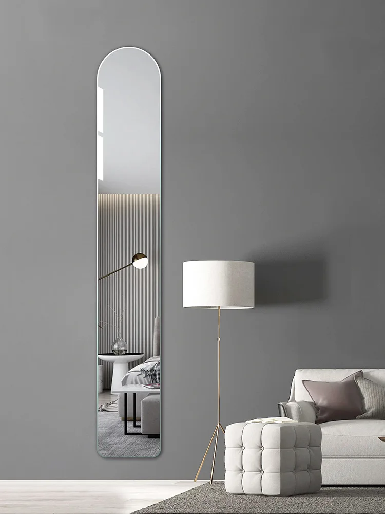 Whole body entrance Frameless extremely narrow fitting mirror Household arch wall hanging wall pasted decorative dressing mirror