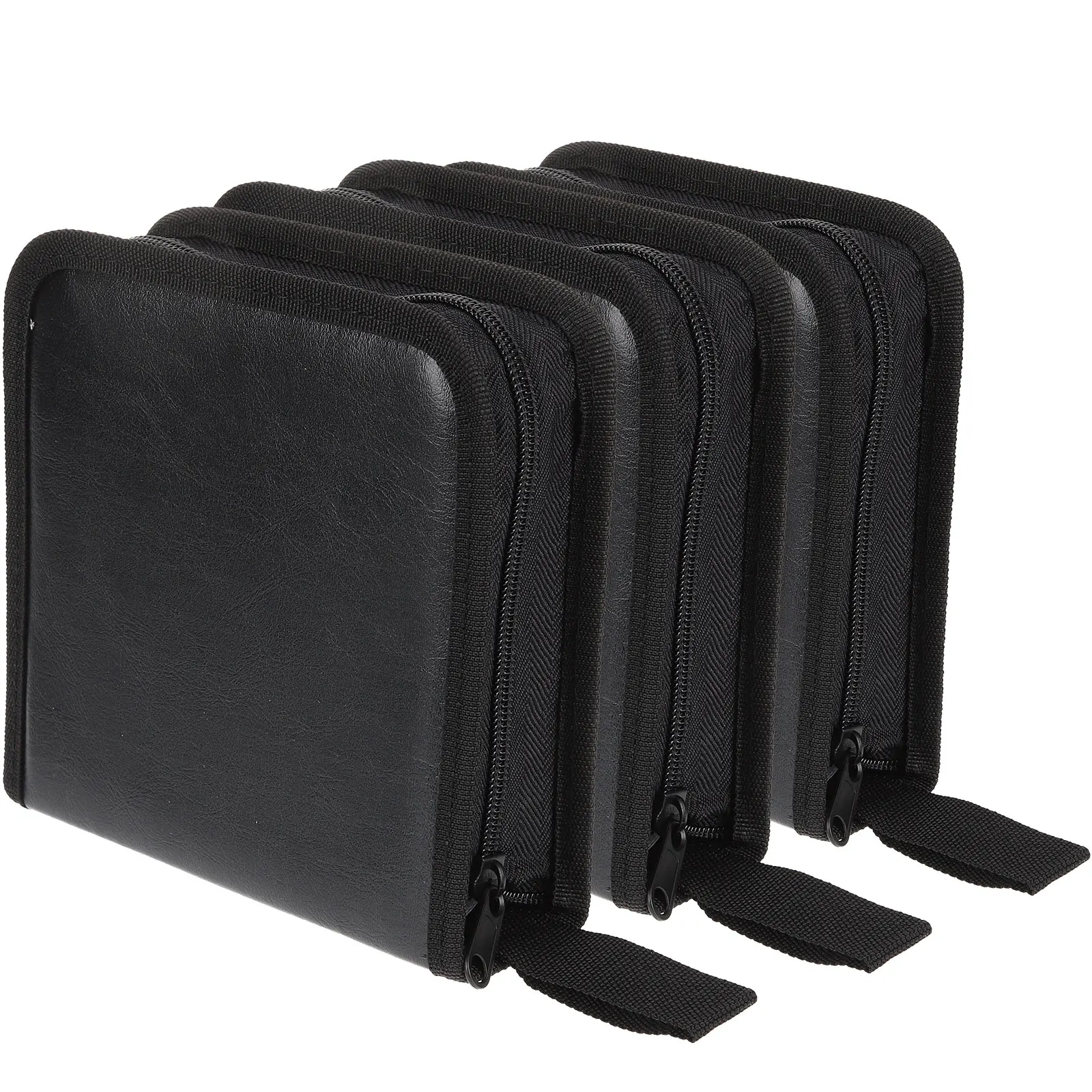 3 Pcs Disc CD Package DVD Holder Storage Rack Case Black Pu Imitation Travel Wallet