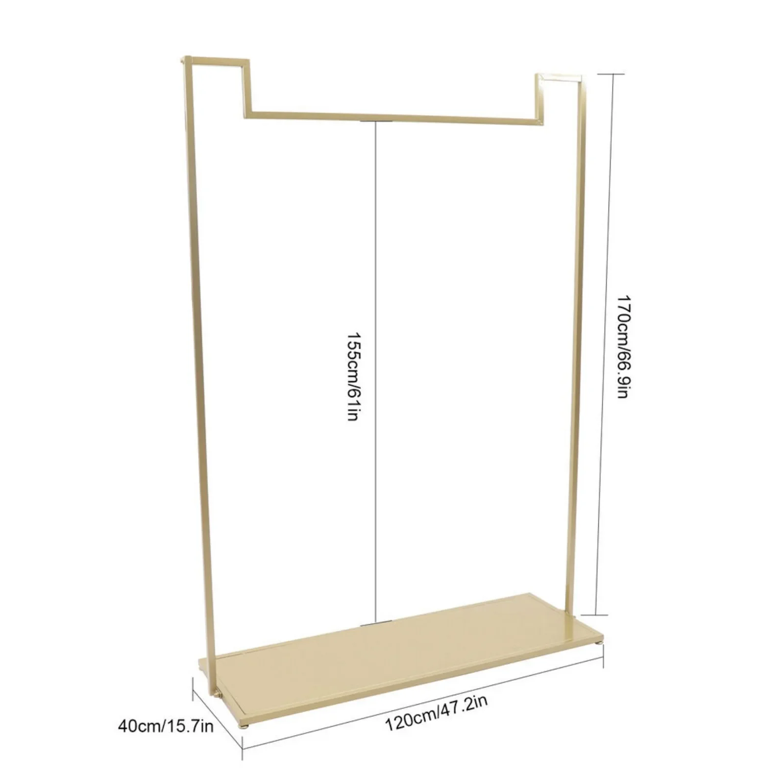 US Gold Clothing Rack Metal Standing Garment Rack Clothes Display Stand Boutique