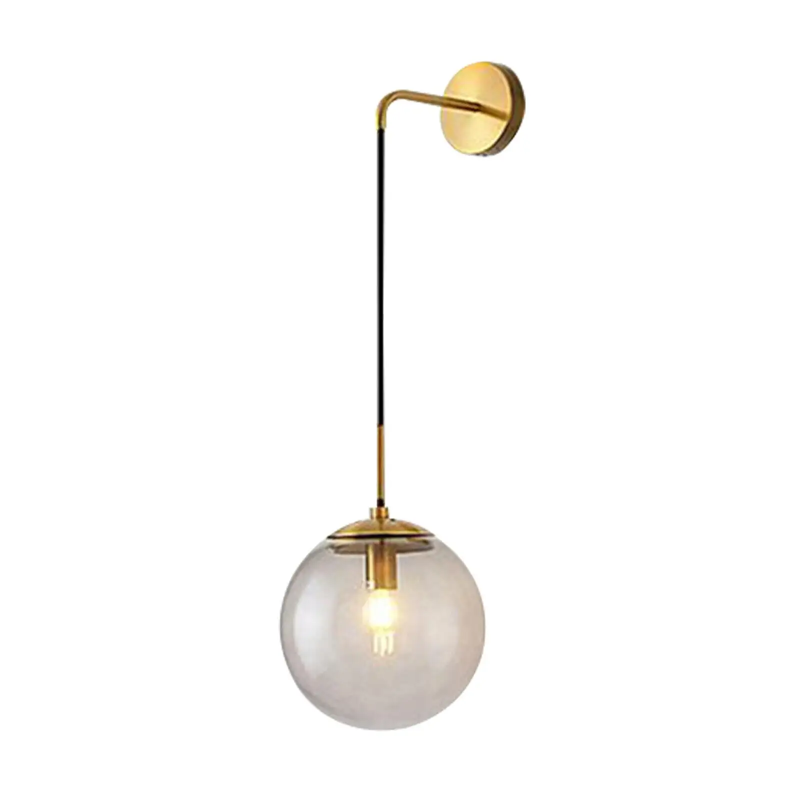 110V Black Nordic Modern Hanging Wall Sconce Single Suspender Wall Light Globe Glass Lamp Fit for Bedroom Living Room Porch