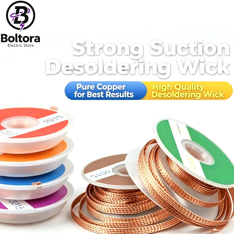 1.5M Length Desoldering Braid Copper Solder Wick Low Residue No-Clean Flux Soldering Mesh Tin Remover Tool For BGA PCB Repair