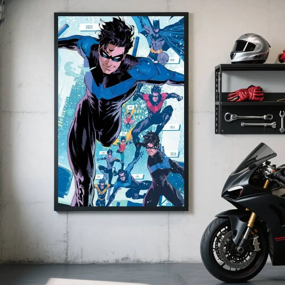 1 Stück Justice League Charakter Nightwing Poster, selbstklebender Kunst-Aufkleber aus wasserfestem Papier, Kaffeehaus, Bar, Zimmer, Wanddekoration – Detail 9