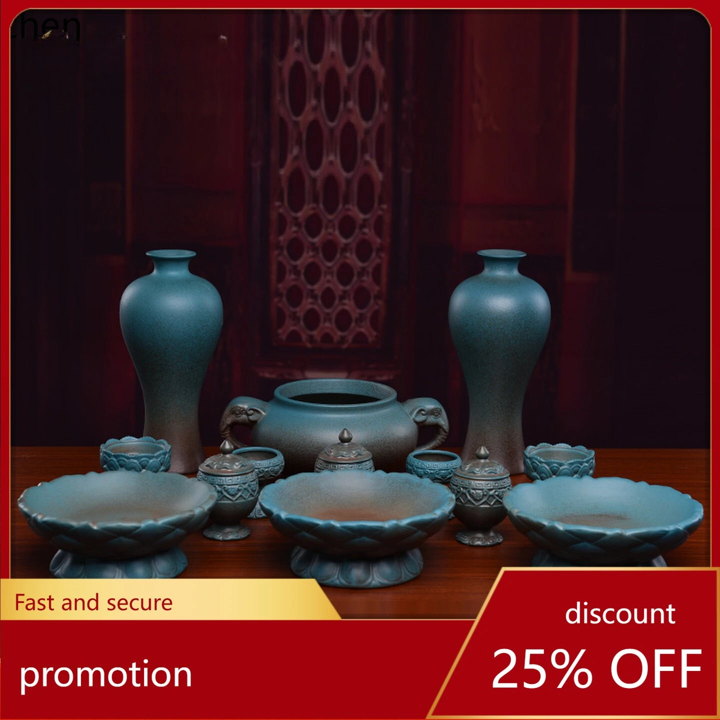 

Cz1 butter lamp candlestick incense burner offering cup offering plate offering vase complete set of buddhist supplies