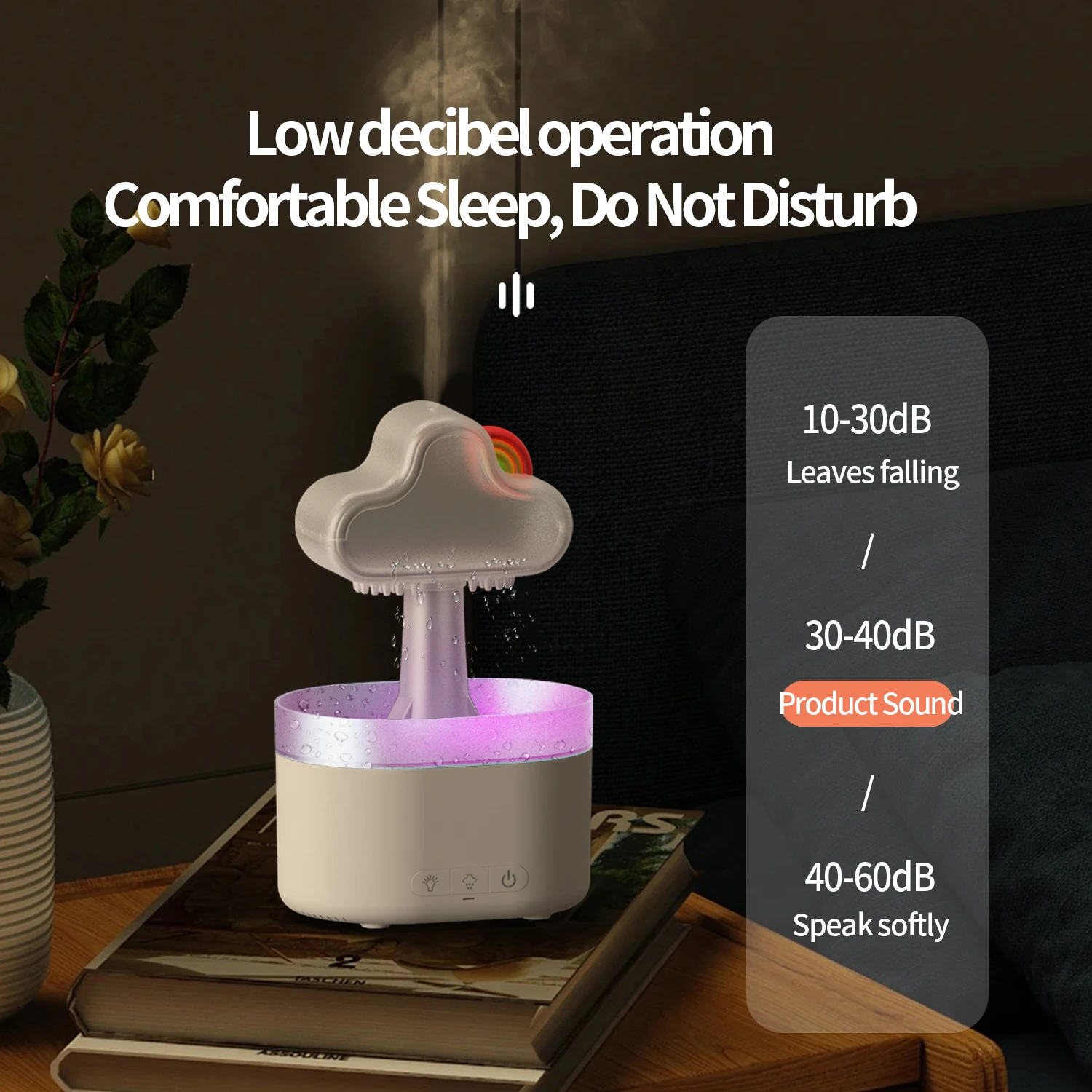 Xiaomi Youpin-Humidificateur d'air en forme de nuage arc-en-ciel, diffuseur d'arôme, veilleuses LED colorées, aromathérapie, USB, 500ml