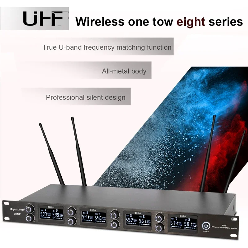 OEM D28XP Sistema microfonico wireless UHF a 8 canali True Diversity 8 cuffie per sala conferenze parlanti