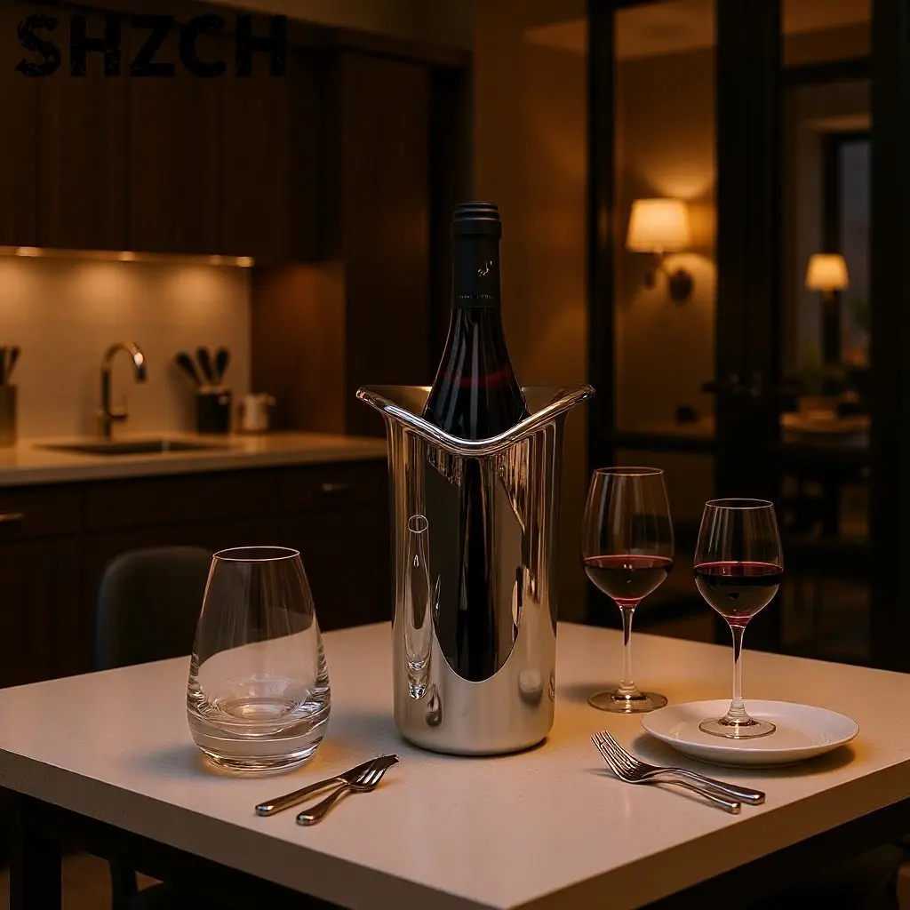 Stainless steel red wine bucket sample room Nordic champagne single ice storage bucket decorative ornament