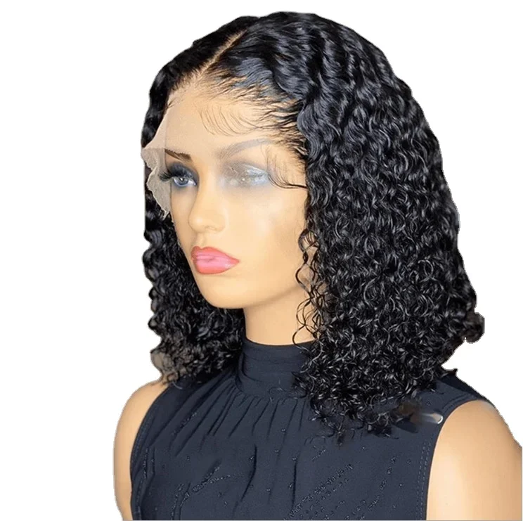 

Brazilian Deep Wave Bob Wig HD Lace Front Synthetic Hair Afro Wave Curly Chemical Fiber Hair Extensions With Baby Hair