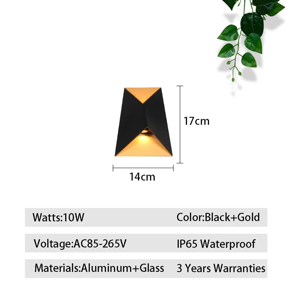 AC85-265V Led Wandlamp 10W Ip56 Waterdicht Outdoor/Indoor Zwart/Wit Goud Moderne Stijl Ledlampen Met 3 Jaar Garantie