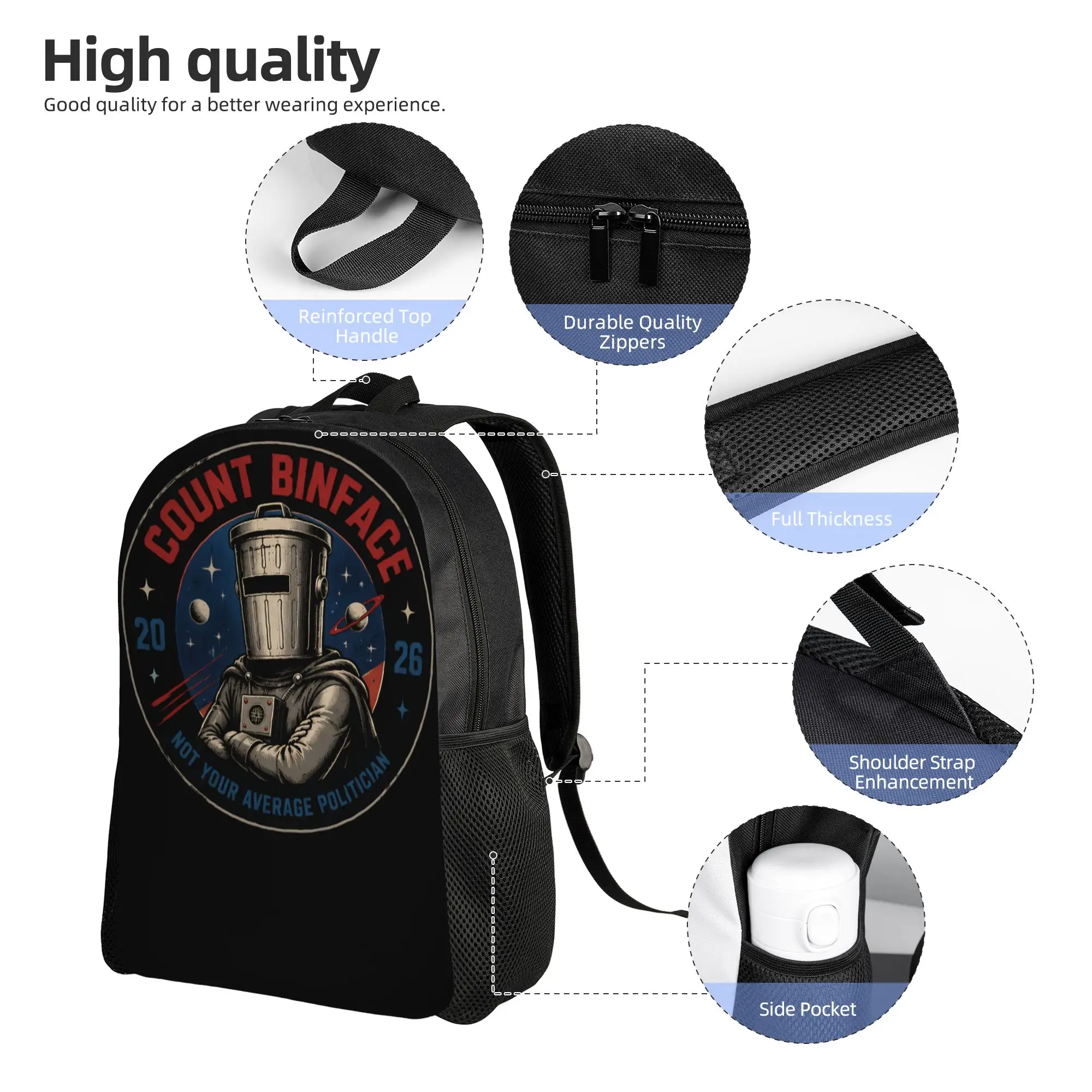 Count Binface Vote Count Binface Funny Election Backpack for Men High School Daypack  Laptop Computer Canvas Bags with Pocket