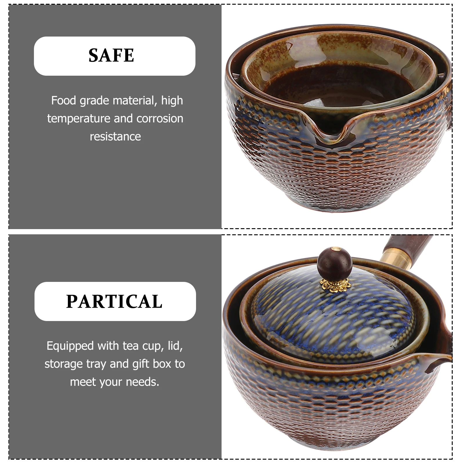 

Automatic Teapot 360 Degree Rotary Ceramic Kettle Heat Resistant Travel Tea Set Stainless Steel Filter Gift Box Storage Trays