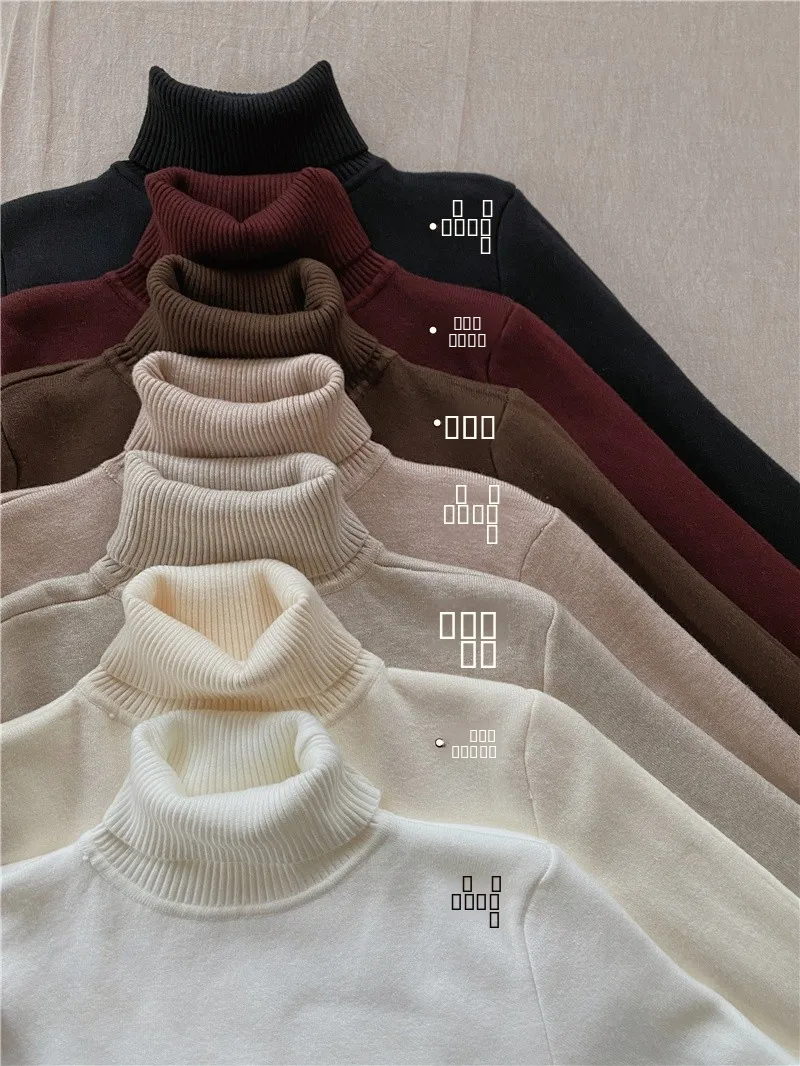 

Женский вязаный свитер Thiened Fce с высоким воротником, внутренняя одежда, модная основа, теплая, уютная, зимняя, модная, для поездок на работу, Sle