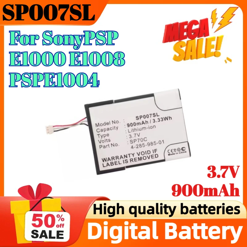 

SP007SL 3.7V 900mAh Game Console Battery for SonyPSP E1000 E1008 PSPE1004 4-285-985-01 SP70C Digital Battery