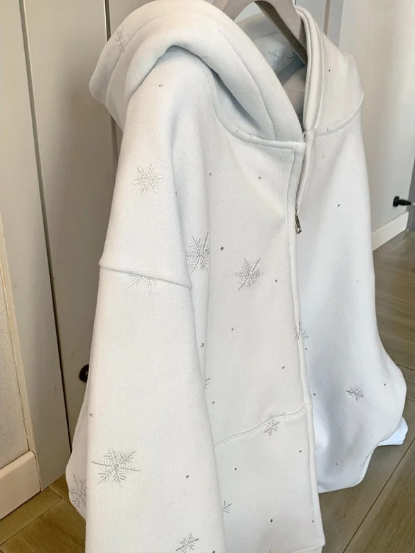 เสื้อโค้ทมีฮู้ดซิปสำหรับผู้หญิง ฤดูหนาว 2025  งานปัก  ให้ความอบอุ่น สไตล์เกาหลี  ลำลอง สบาย