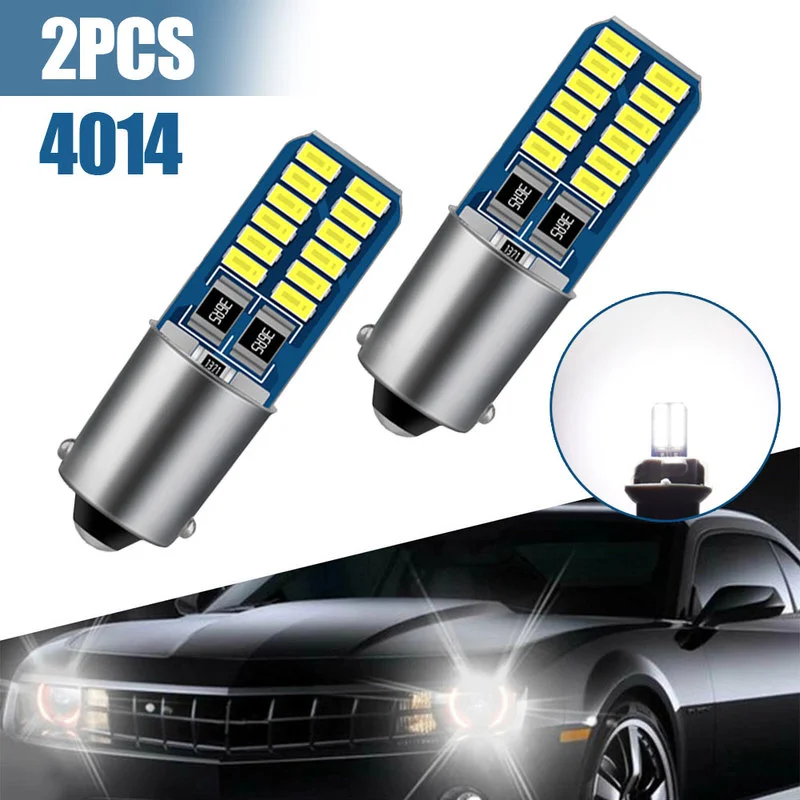 2pcs Super Bright Car Led Light Canbus BA9S LED H6W T4W 12V Reverse Lamp License Plate Parking Light Bulbs White Car Accessories