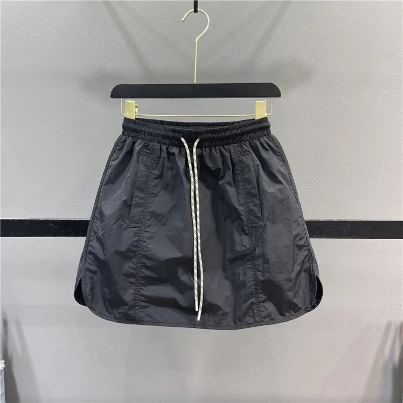 

Fashion Cargo Skirt Women Summer New Loose Drawstring A Line Skirt Y2K Korean High Waist Baggy Pocket Female Mini Skirts