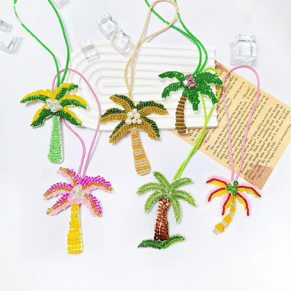 

Bag Lanyard Useful Hanging Rope Beaded Sewing Pendant Patch Colorful Bag Pendant Cute Bag Charm Coconut Tree Shape Decor Chain