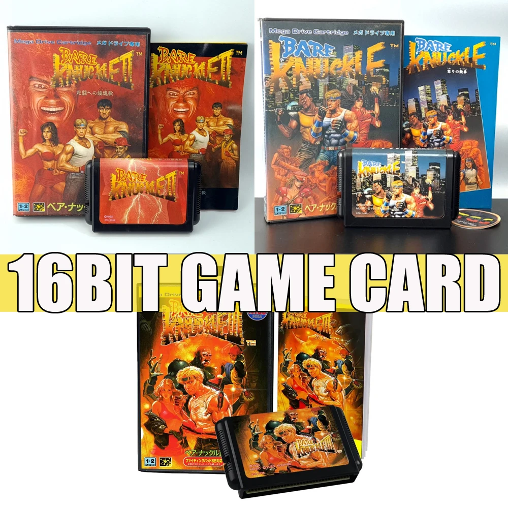 Novo Lançamento Fatal Fury 1 2 /Bare Knuckle 1/2/3 Golden Axe Com Caixa e Manual Cartucho de Jogo 16bit MD Para Sega Mega Drive Para Genesis