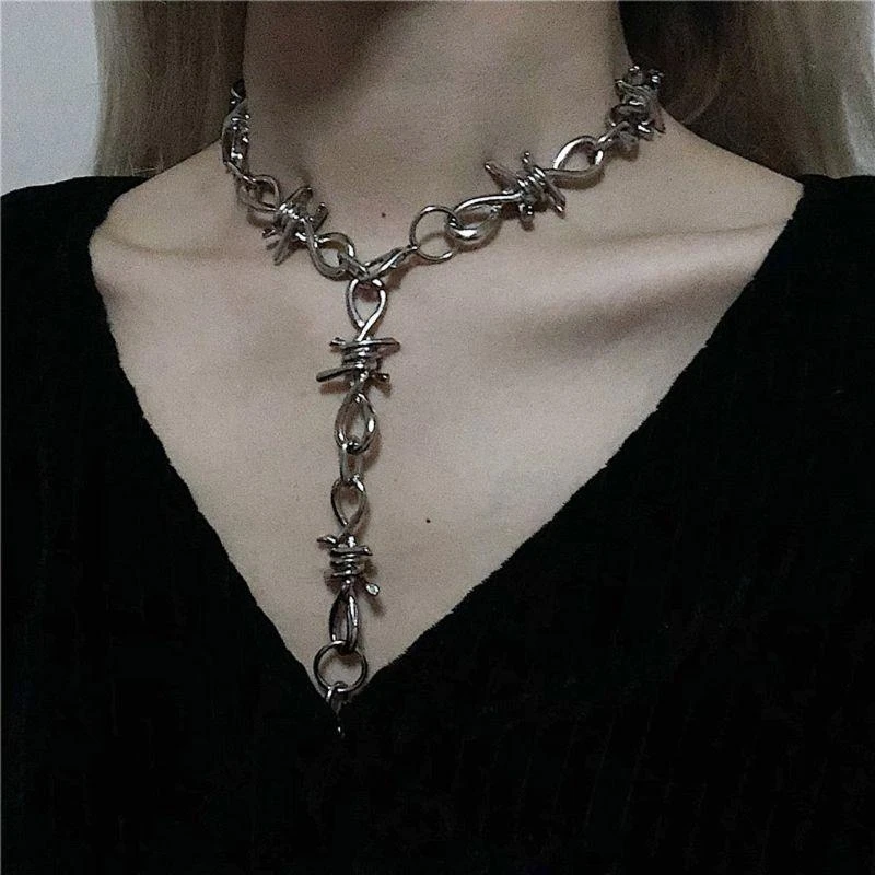 N5KA Alloy Jewelry Set Barbed Wire Brambles Bracelet Necklace Birthday Gift for Men