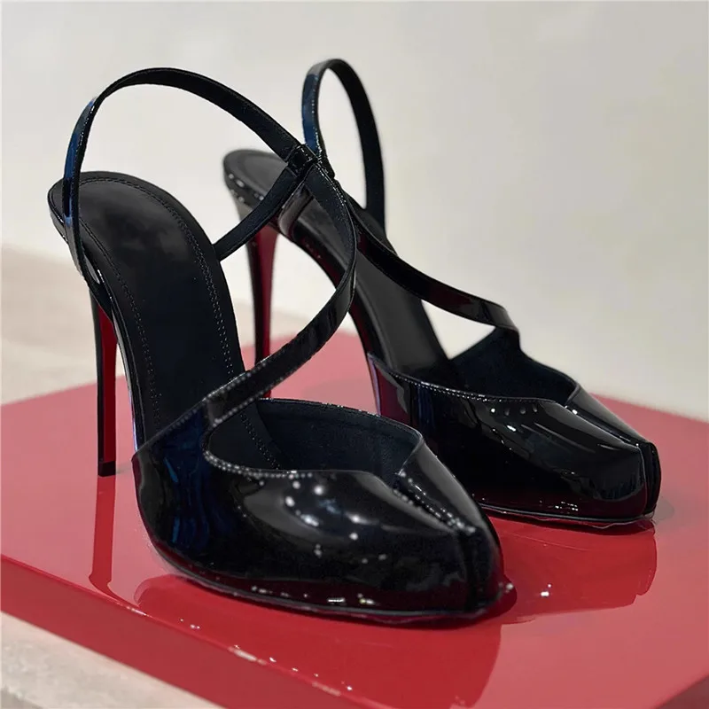 

Elegant Women Summer High Heeled Shoes for Woman's Pointed Toe Splitting Toes Slip-On Thin Heels Pumps Sexy Lady Wedding Sandals