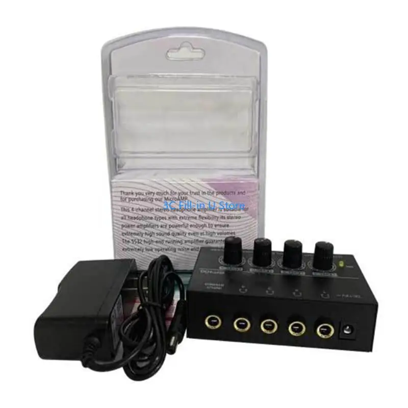 G8TA Mini TRS 6.5mm Input 1 in 4 Out Channel Headphone Amplifier Stereo Amp with 12V Power Adapter Distributor