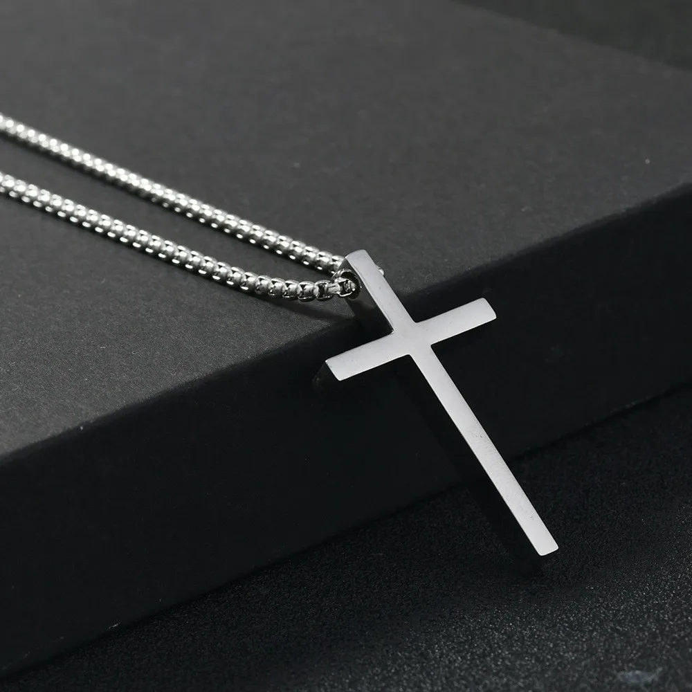 Classic Titanium Steel Jesus Cross Necklace Men Women Bible Verse Spiritual Necklace for Men Jewelry Halloween Christmas gifts