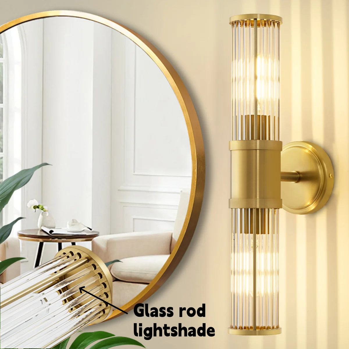 

JMZM Glass Wall Lamp Bathroom Light Mirror Front Lamp for Toilet Bedroom Vanity Light Balcony Living Room Sconces Indoor Fixture