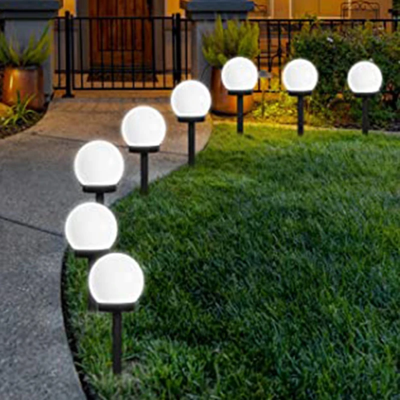 Solar Garden Light Round Ball Bulb Light LED Outdoor Waterproof Landscape Villa Lawn Light Ground Plug Light Garden Decorative