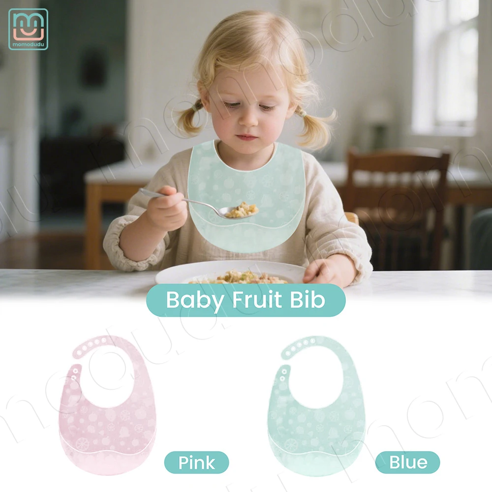 Baby Silicone Bibs Babies Waterproof Bib Solid Color 5-speed Adjustment Saliva Pocket Children's Burp Cloths Accessories Newborn