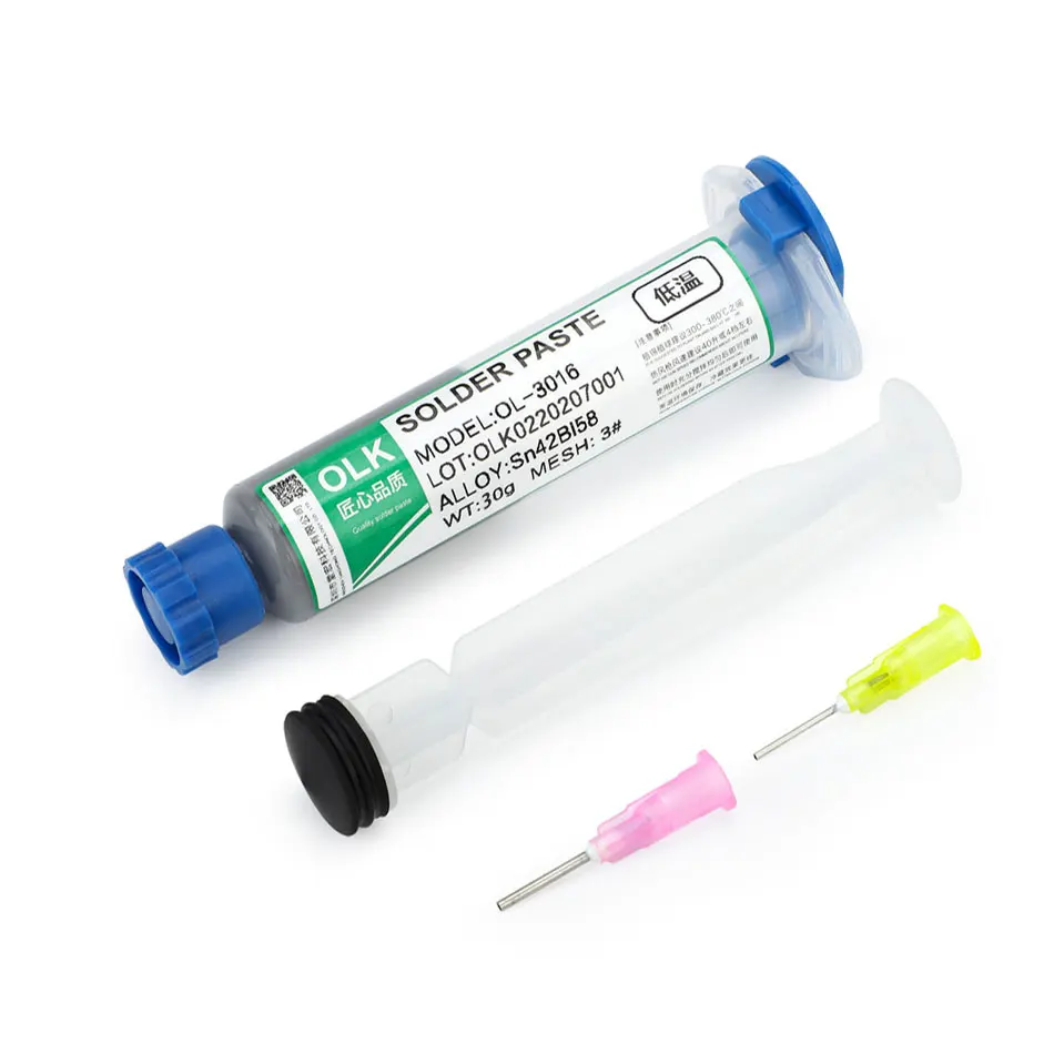 Low Temperature Lead-free Syringe Smd Solder Paste Flux For Soldering Led Sn42Bi58 Sn63Pb37 SMD Repair Welding Paste