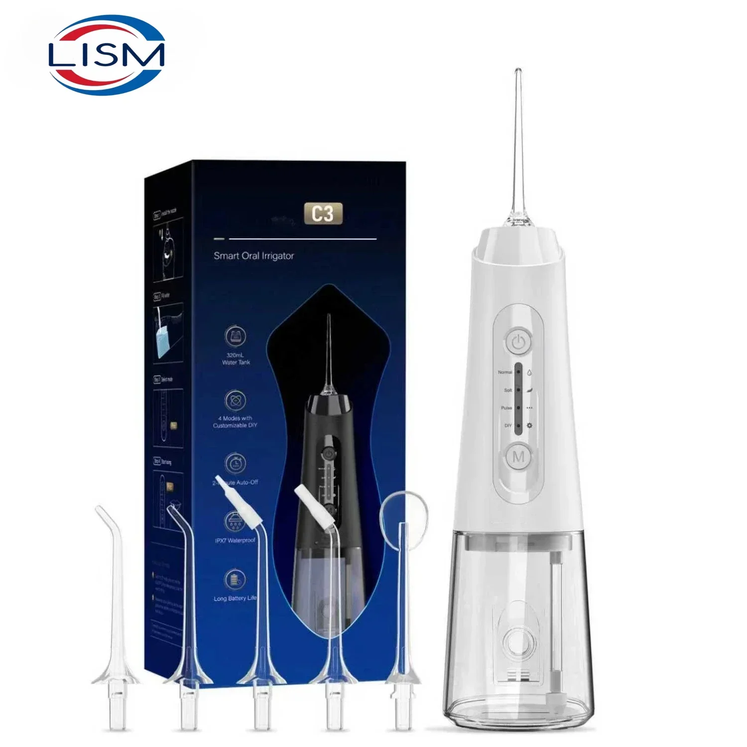 

320ML Oral Irrigator USB Rechargeable Water Flosser Portable Dental Water Jet Teeth Cleaner 4 Modes Adult Waterproof