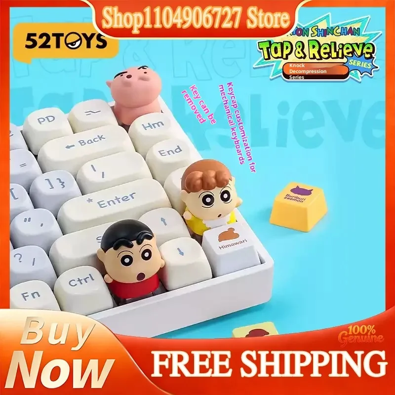 52Toys Crayon Shinchan Stress Relief Toys Keycap Blind Box Collectible Figure For Mechanical Keyboard Decor Anime Ornament Gifts