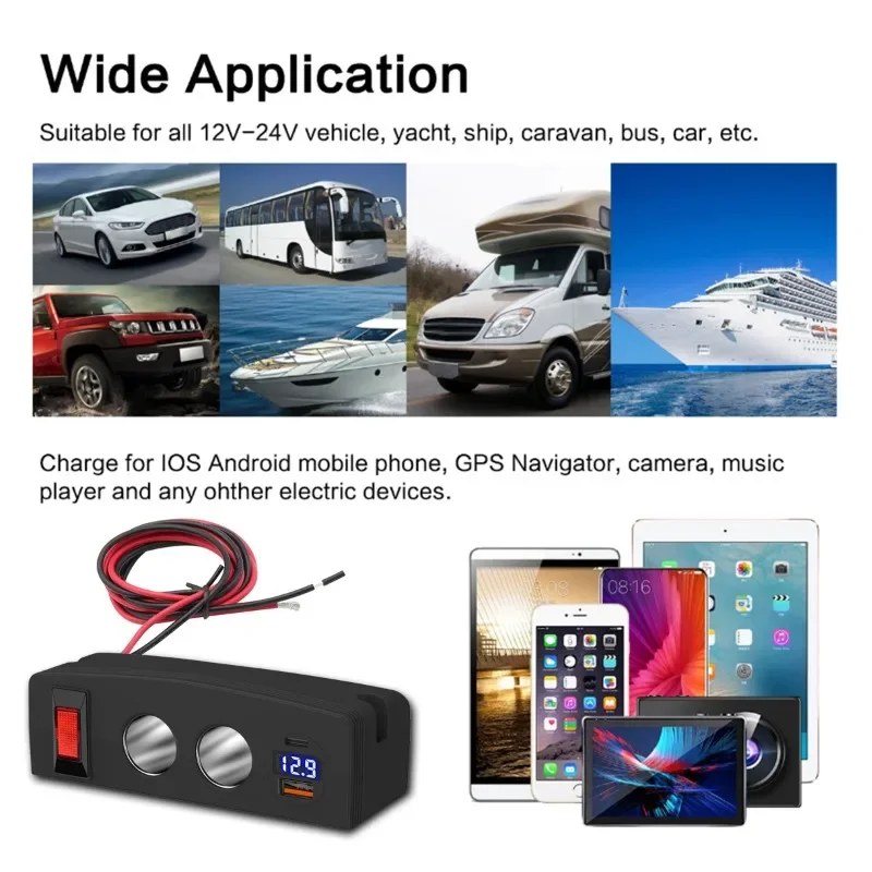 

Digital Display Car Charger, 12V/24V Fast Charging Socket with Voltage Monitor
